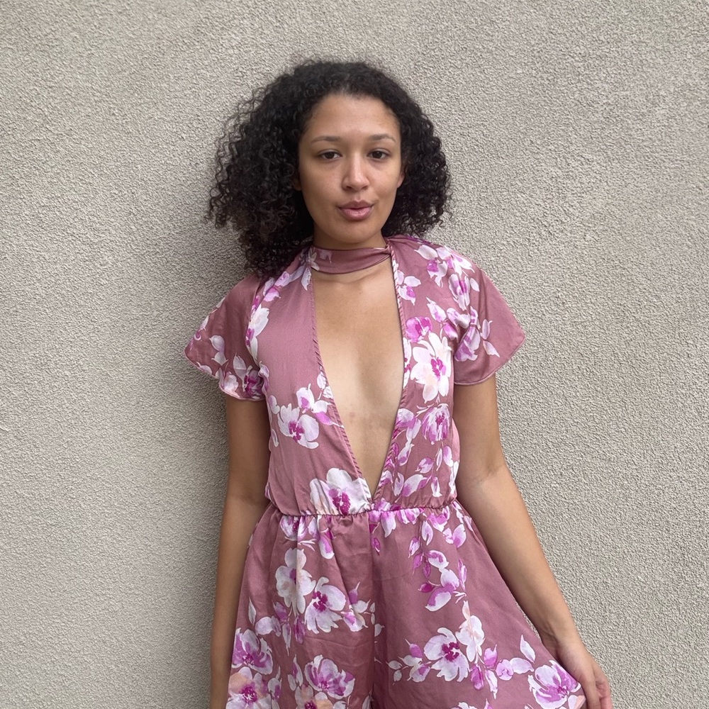 Fashion Nova Pink Floral Romper